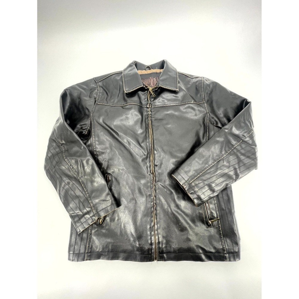 Vintage Whispering‎ Smith Leather Biker Jacket Mens 14/16 Black Quilted Lined - Picture 1 of 14